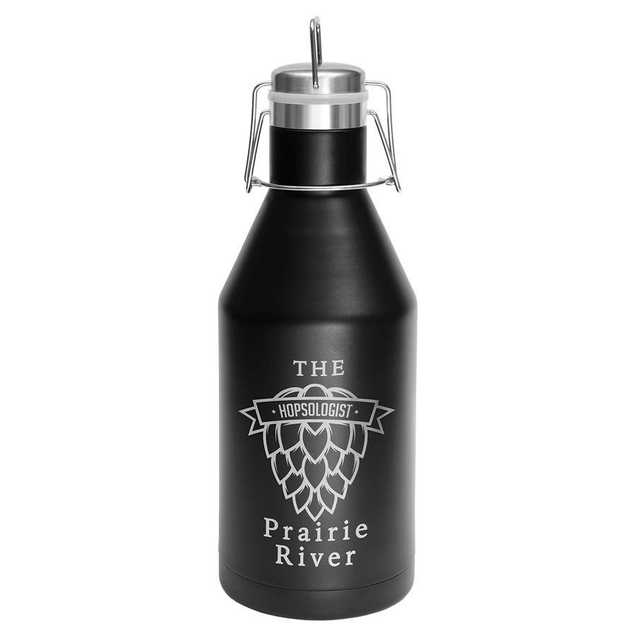 Polar Camel 64 oz. Black Vacuum Insulated Growler with Swing-Top Lid