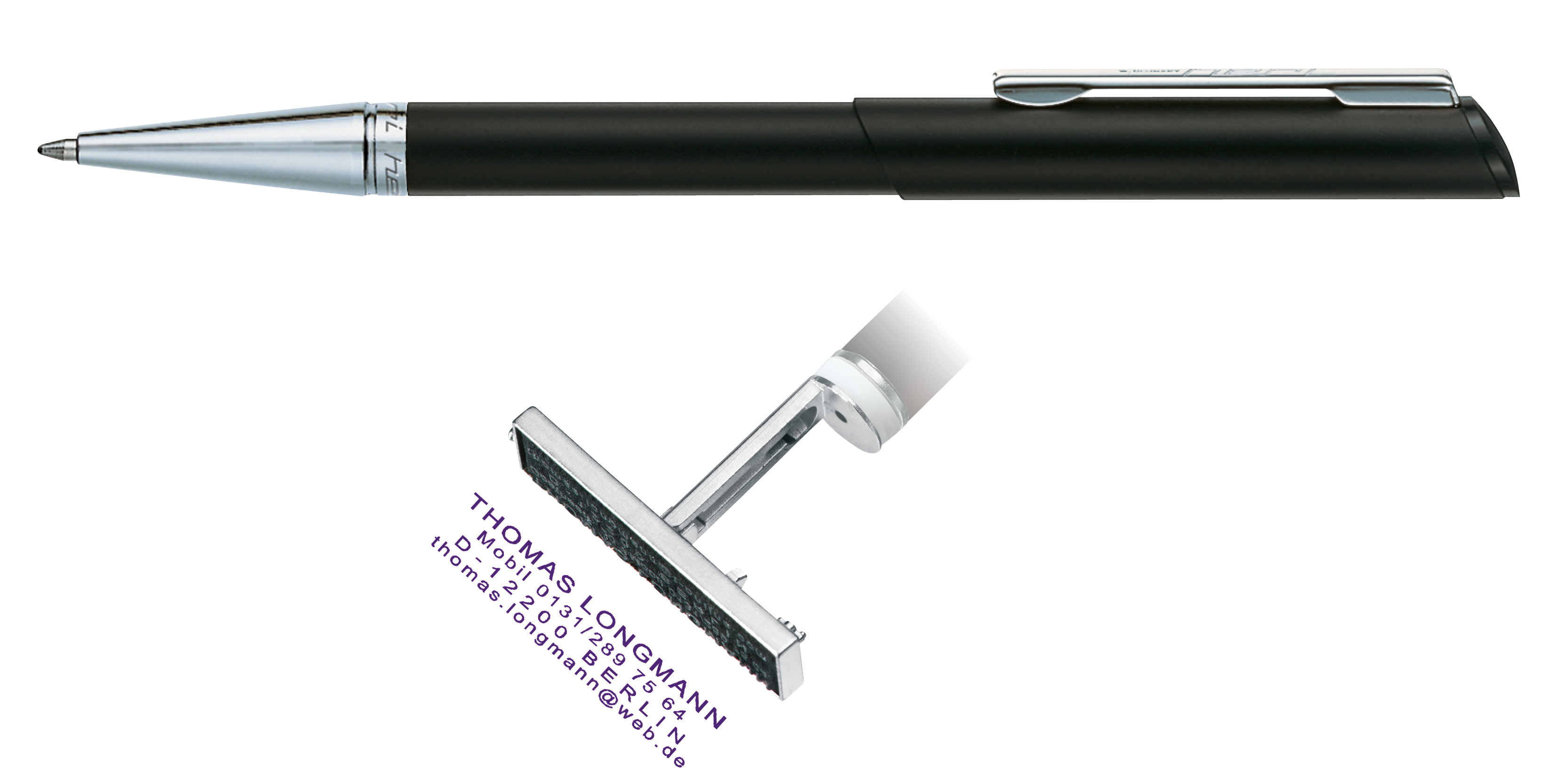 Heri 3021 Black Stamp Pen with Chromium Trim