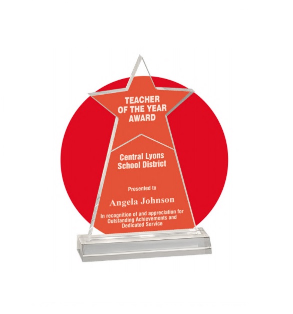Clear Star Obelisk Acrylic with 5 3/4&quot; inch Base