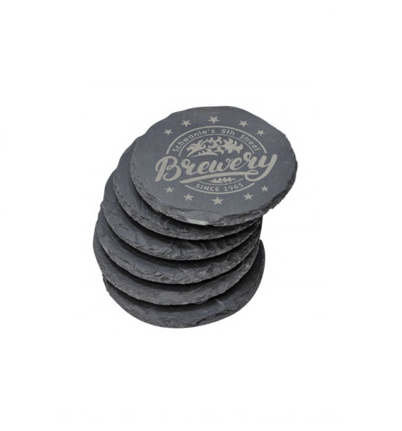Round Slate Coaster Set-6 Piece