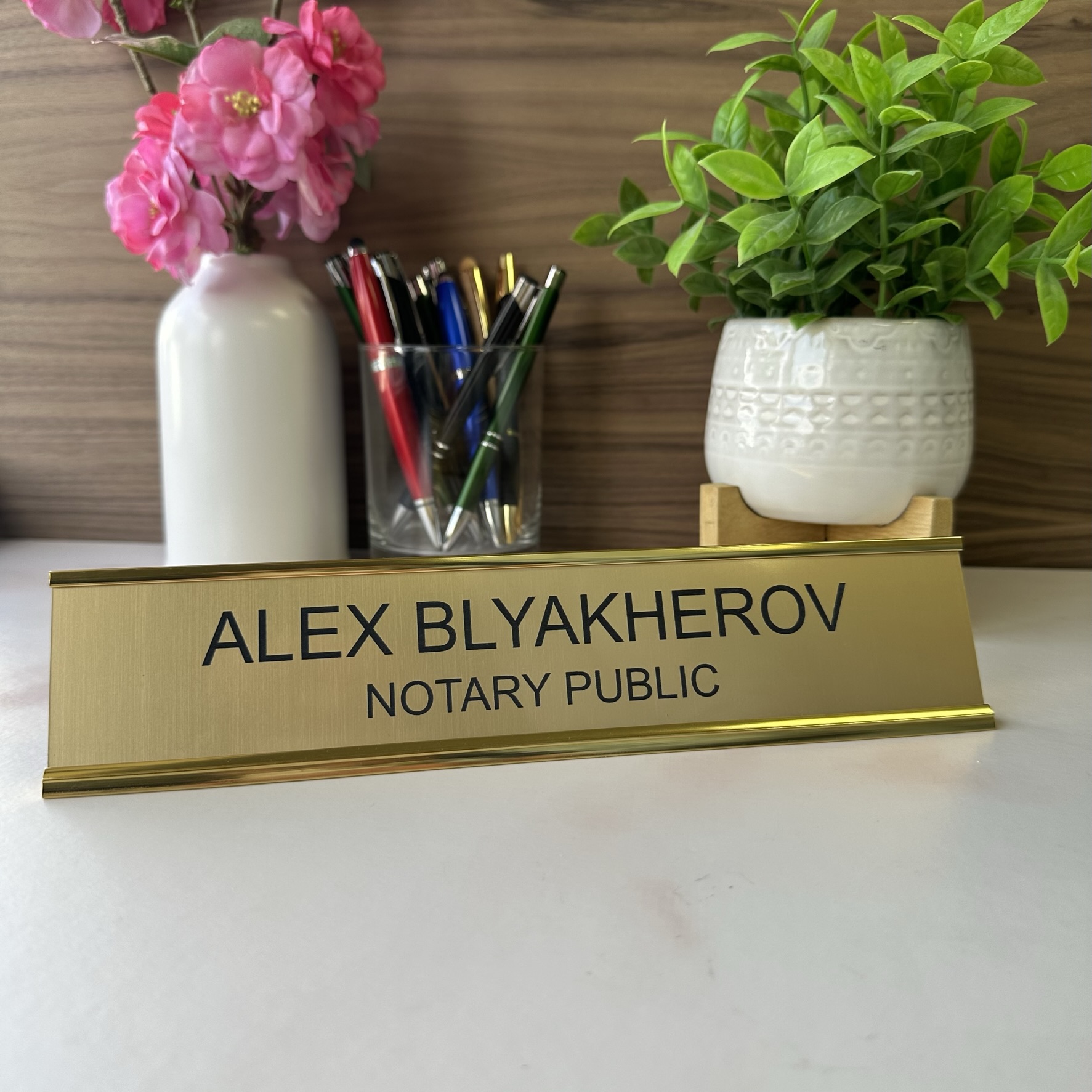 2" x 8" Notary Public Name Sign