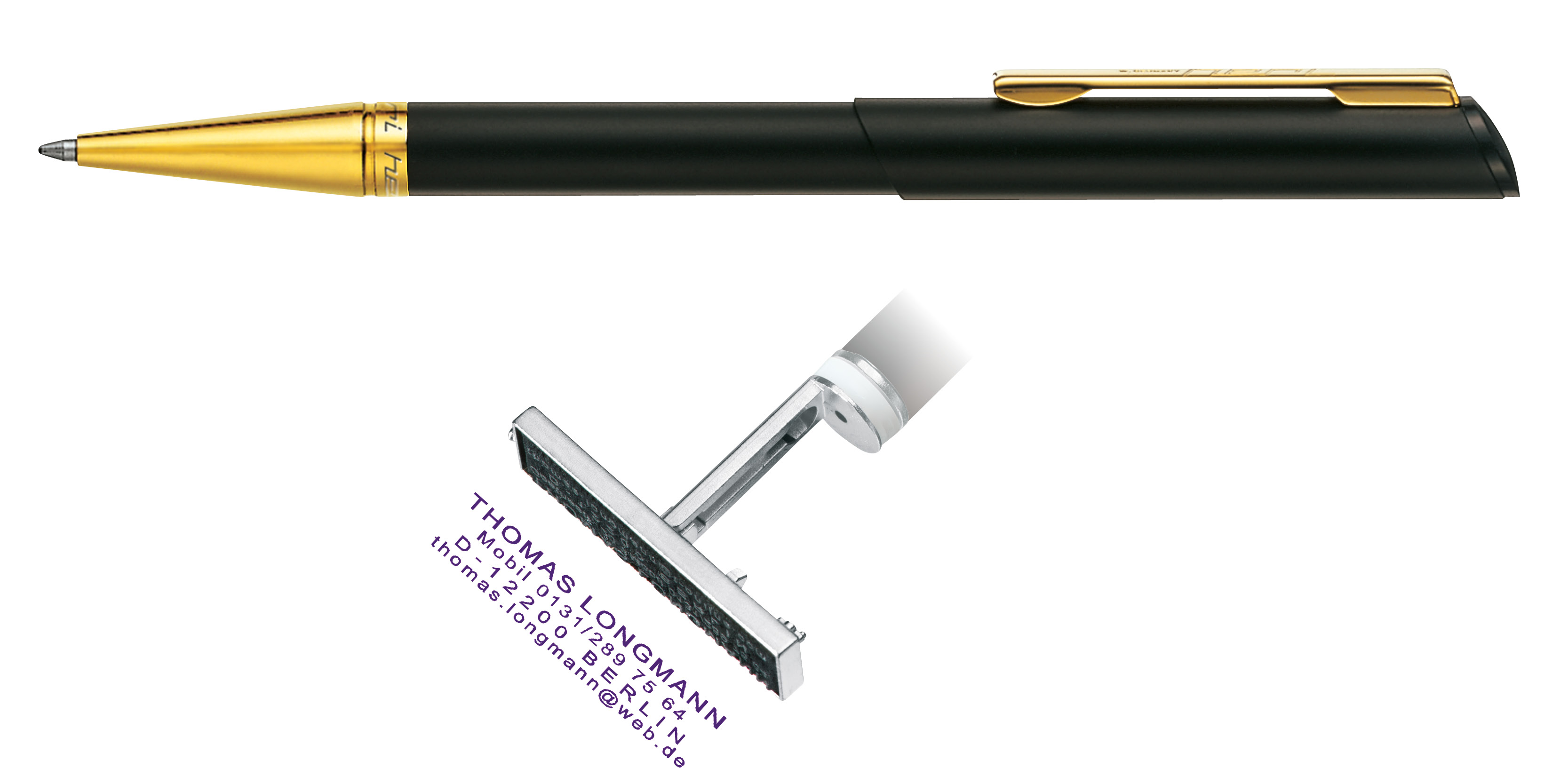 Heri 3020 Black Stamp Pen with Gold Trim