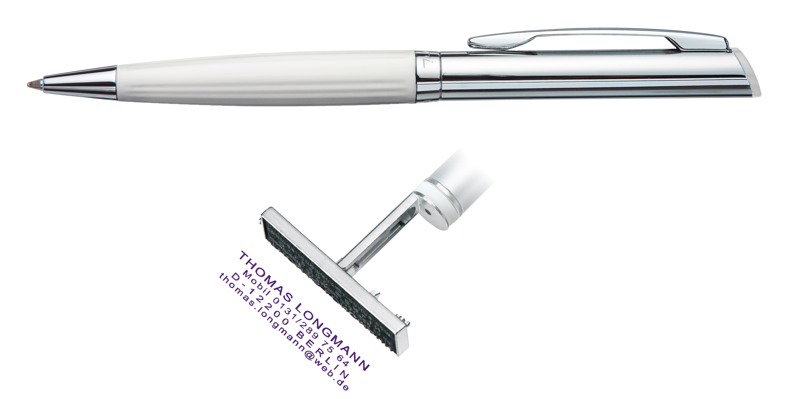 Heri 6251 White &amp; Silver Stamp Pen