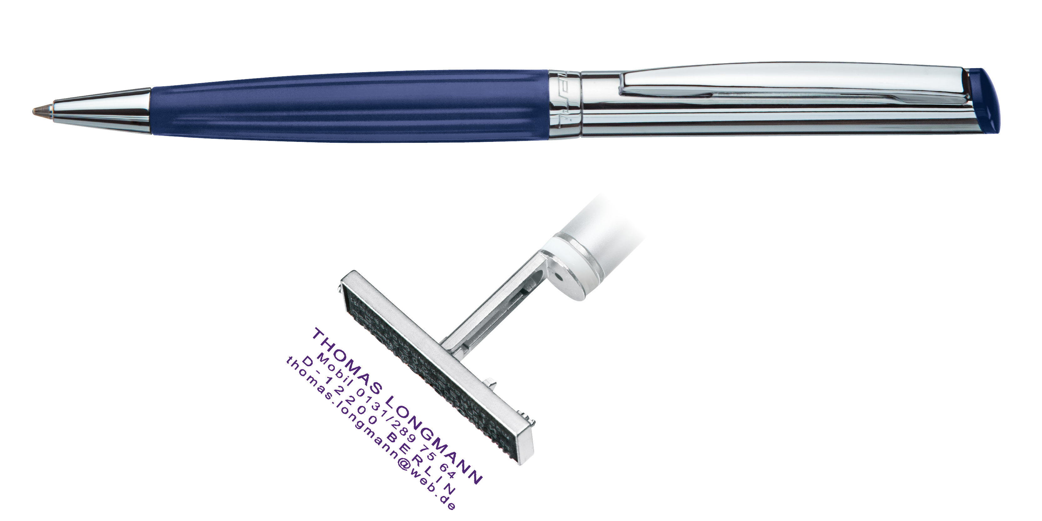 Heri 6231 Blue &amp; Silver Stamp Pen