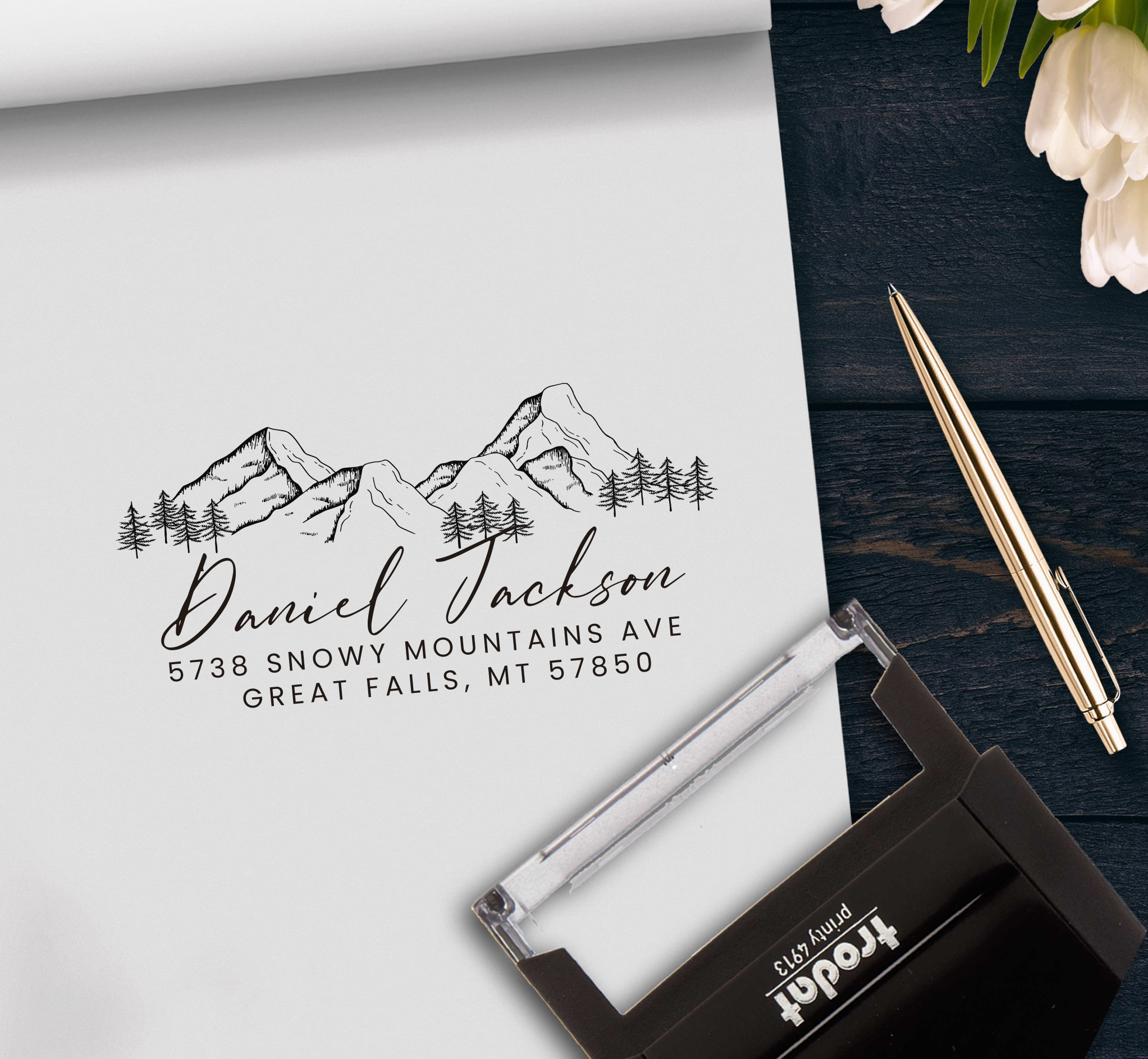 Mountains Address Stamp